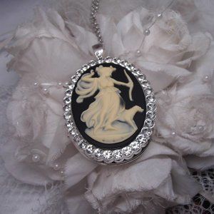 silver Artemis Aphrodite Greek Locket Necklace NEW